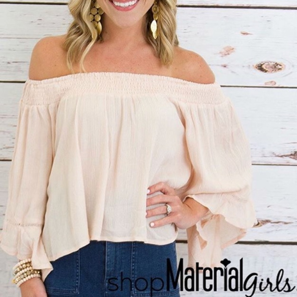 Light Pink Off-The-Shoulder Blouse